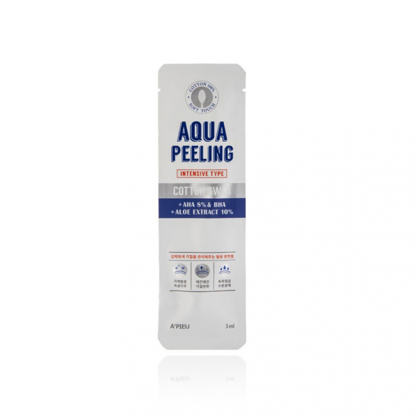 Ватная палочка для пилинга `A`PIEU` AQUA PEELING c 8% AHA и BHA-кислотами и экстрактом алоэ вера (интенсивного действия) 3 мл